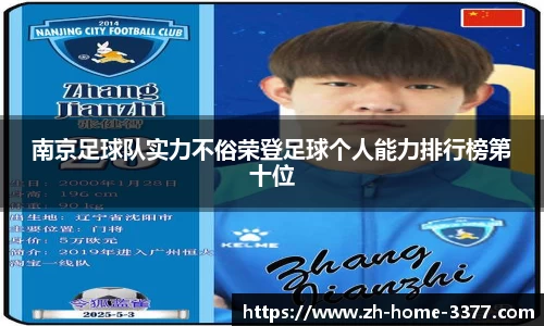 南京足球队实力不俗荣登足球个人能力排行榜第十位